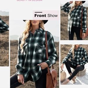 Rosfancy Women's Long Sleeve Shirts Button Down Plaid Loose Casual Flannel Fall